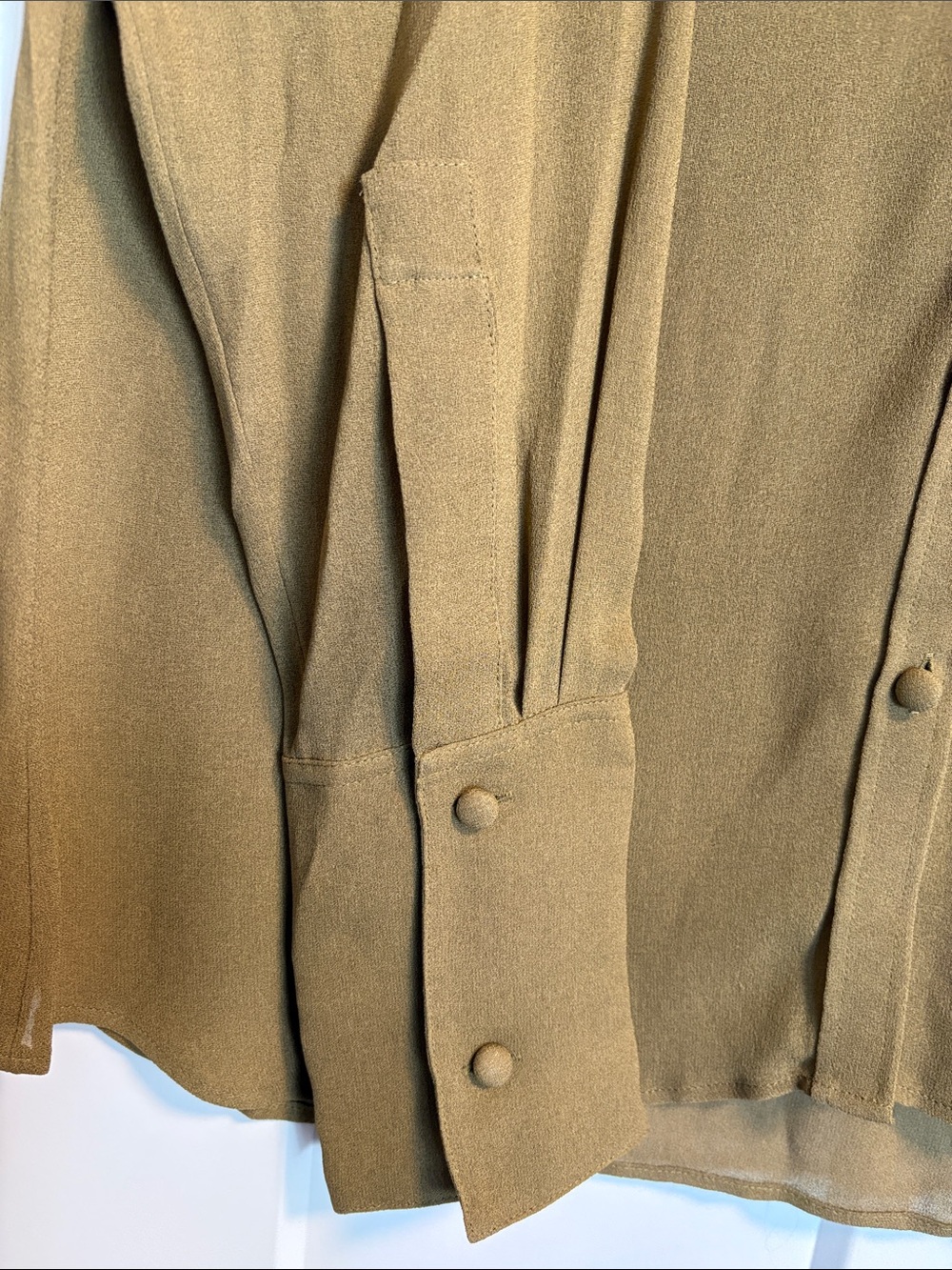 NWT [Tory Burch] Cuffed Viscose Button-Up Long-Sleeve Shirt Ash Green Women’s 4 - Picture 13 of 16